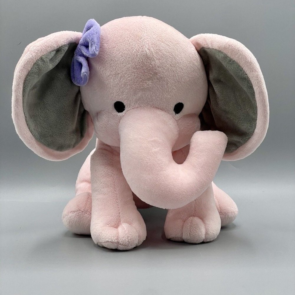 Kinrex Pink Elephant Plush Stuffed Animal Lovey Soft Eyes Baby Toy 9" Inch
